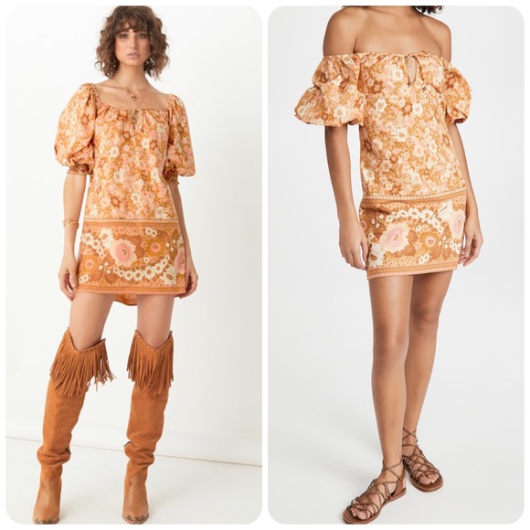 EUC Spell & the Gypsy Collective Peach Anne Tunic Mini Dress - Picture 3 of 16